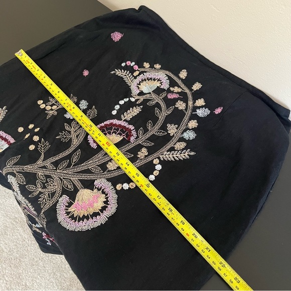 Richard Malcolm Art to Wear Folk Art Embroidered Beaded Linen Blend Skirt - Picture 11 of 12